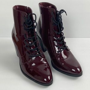 Women’s maroon patent leather boots size 10